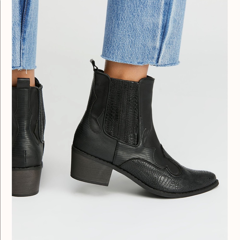Free People Black Western Booties